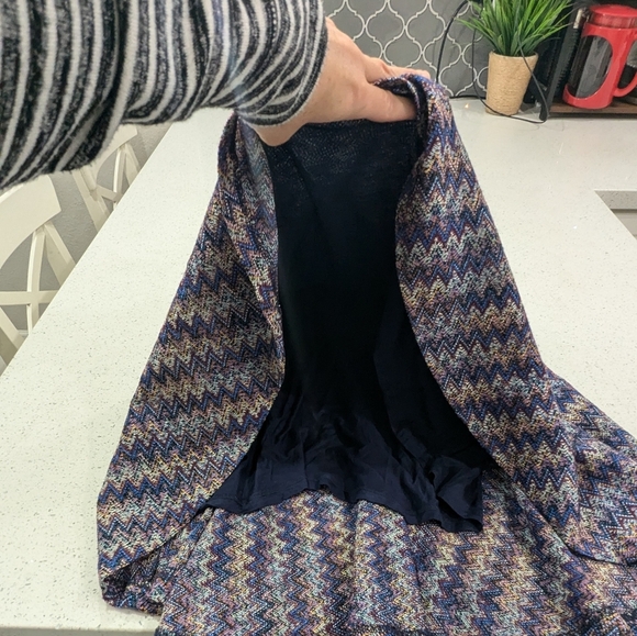 Maeve By Anthropologie Westwater Knit Tank Dress Blue Zigzag Pattern V-Neck XS - Picture 7 of 12